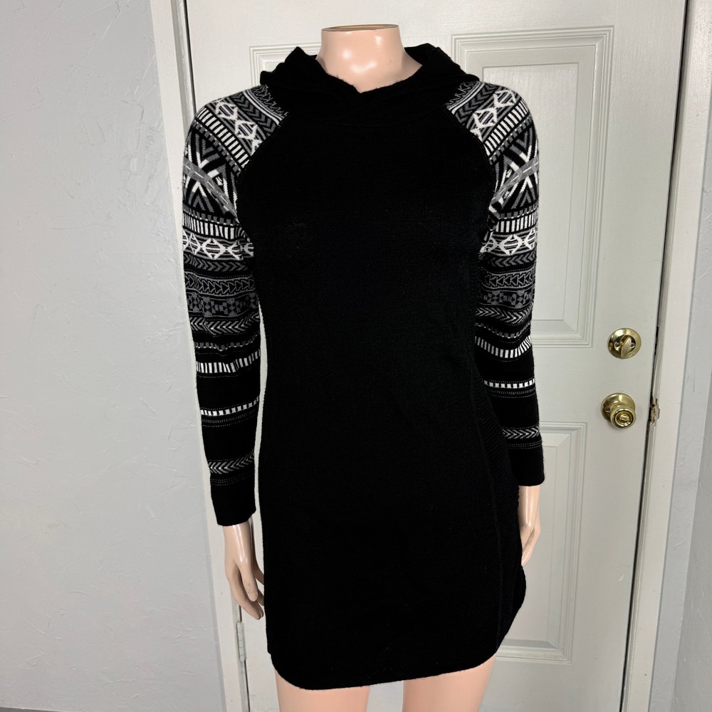 Krimson & Klover Dress S Shift L/S Knit Hooded Merino Wool Winter Warm FF29